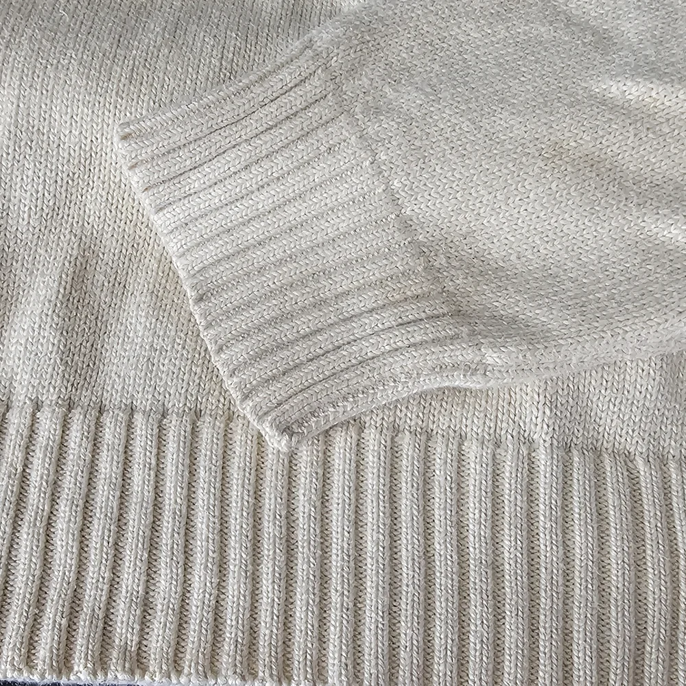 Polo Ralph Lauren Vintage Ribbed 1/4 Zip Sweater Large‎ Heavyweight Knit Flaws